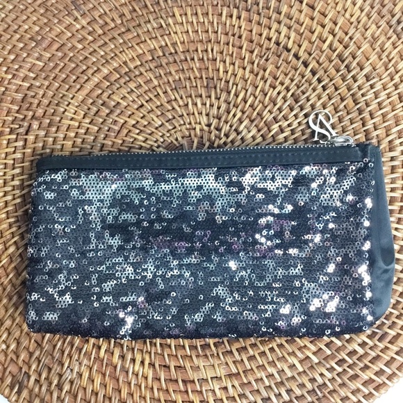 Victoria’s Secret Black & Silver Zipper Wallet Bag - Picture 3 of 3